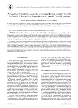 Polygnathids (Conodonta) Around the Lower/Upper Emsian Boundary from the La Guardia D’Àres Section (Lower Devonian, Spanish Central Pyrenees)