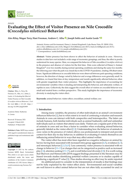 Evaluating the Effect of Visitor Presence on Nile Crocodile (Crocodylus Niloticus) Behavior