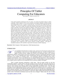 Principles of Tablet Computing for Educators