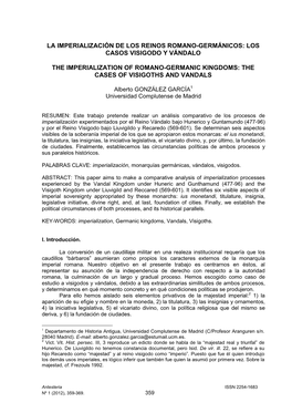 La Imperialización De Los Reinos Romano-Germánicos: Los Casos Visigodo Y Vándalo