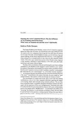 Opening the Actor's Spiritual Heart: the Zen Influence on A^^ Training and Performance with Notes on Stanislavski and the Actor's Spirituality