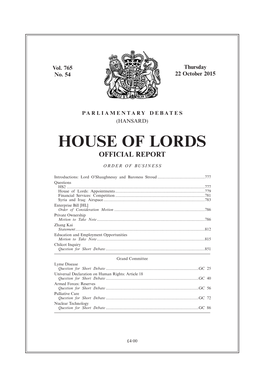 House of Lords Official Report