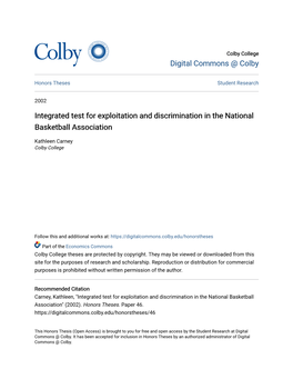 Integrated Test for Exploitation and Discrimination in the National Basketball Association