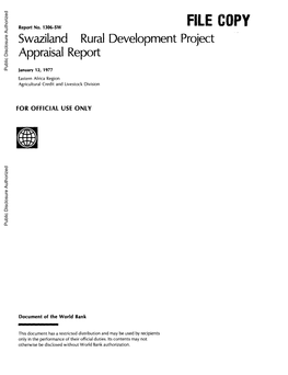 Swaziland Rural Development Project Appraisal Report