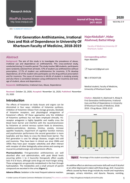 First Generation Antihistamine, Irrational Uses and Risk Of