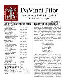 Davinci Pilot Newsletter of the U.S.S