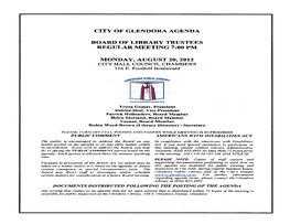 City of Glendora Agenda Board of Library Trustees