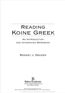 Reading Koine Greek