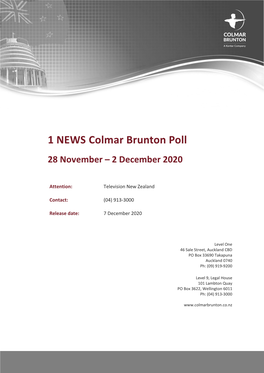 1 NEWS Colmar Brunton Poll Preferred Prime Minister