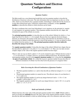 Quantum Numbers and Electron Configurations