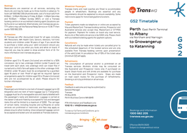 GS2 Timetable to Albany to Gnowangerup to Katanning