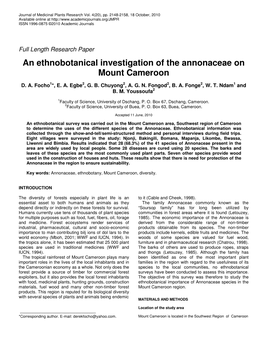 An Ethnobotanical Investigation of the Annonaceae on Mount Cameroon