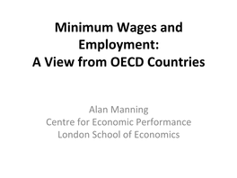 Minimum Wages and Employment: a View from OECD Countries