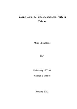 Young Women, Fashion, and Modernity in Taiwan