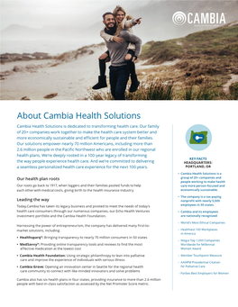 Cambia Health Solutions Corporate Facts