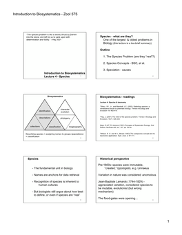 Introduction to Biosystematics - Zool 575