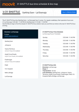 31 SHUTTLE Bus Time Schedule & Line Route