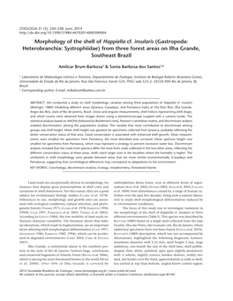 Morphology of the Shell of Happiella Cf. Insularis (Gastropoda: Heterobranchia: Systrophiidae) from Three Forest Areas on Ilha Grande, Southeast Brazil