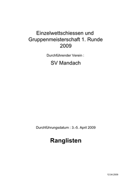 Rangliste EWS 2009