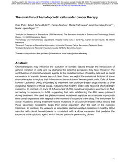 The Evolution of Hematopoietic Cells Under Cancer Therapy