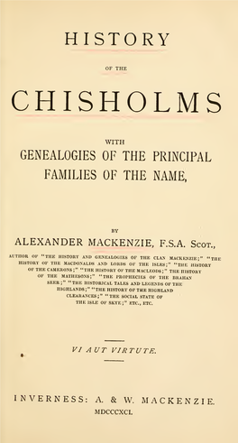 History of the Chisholms : with Genealogies Of