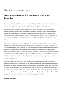 Describe the Formation of a Landform of Erosion and Deposition