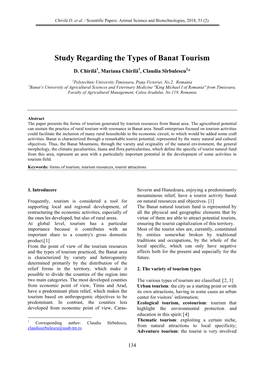 Study Regarding the Types of Banat Tourism