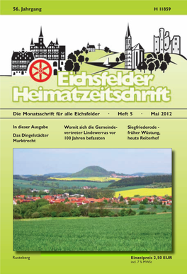 Die Monatsschrift Für Alle Eichsfelder · Heft 5 · Mai 2012 56. Jahrgang