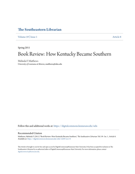 Book Review: How Kentucky Became Southern Melinda F