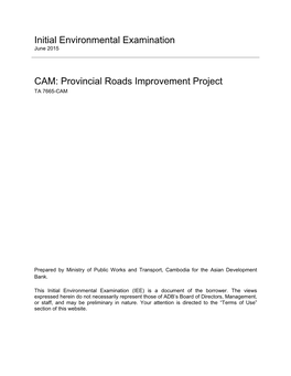 Initial Environmental Examination CAM: Provincial Roads