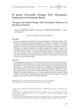 El Género Pyramidula Fitzinger 1833 (Gastropoda, Pulmonata) En La Península Ibérica