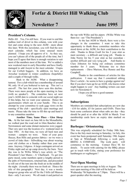 Forfar & District Hill Walking Club Newsletter 7 June 1995