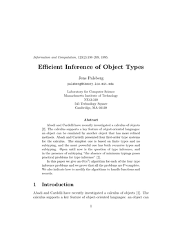 Efficient Inference of Object Types