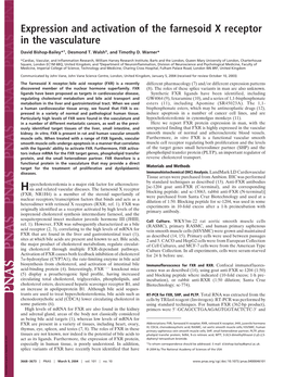 Expression and Activation of the Farnesoid X Receptor in the Vasculature