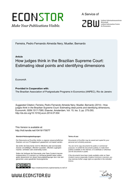 How Judges Think in the Brazilian Supreme Court: Estimating Ideal Points and Identifying Dimensions