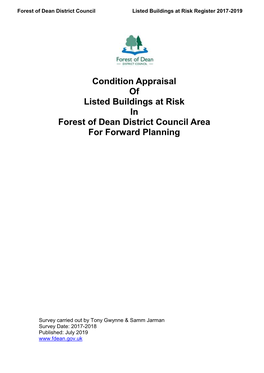 Condition Appraisal of Listed Buildings at Risk in Forest of Dean District Council Area for Forward Planning