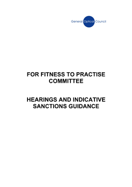 For Fitness to Practise Committee Hearings And