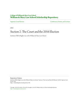 Section 2: the Court and the 2016 Election