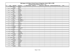 Marriages at St. Mary's Parish Church, Kingsclere, Hants 1680 to 1880 Extracted by Barrie Brinkman 2010-11 V2.0 No