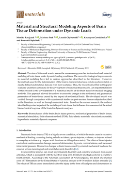 Material and Structural Modeling Aspects of Brain Tissue Deformation Under Dynamic Loads