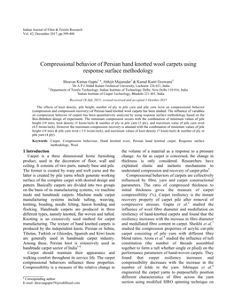 Compressional Behavior of Persian Hand Knotted Wool Carpets Using Response Surface Methodology