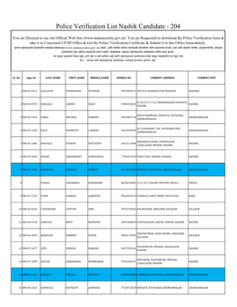 Police Verification List Nashik Candidate - 204