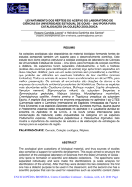 ENCICLOPÉDIA BIOSFERA, Centro Científico Conhecer - Goiânia, Vol.6, N.9, 2010 Pág.1 2