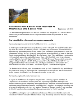 Merced River Wild & Scenic River Fact Sheet #5