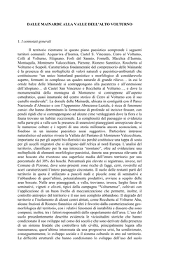 DALLE MAINARDE ALLA VALLE DELL'alto VOLTURNO 1. I Connotati Generali Il Territorio Rientrante in Questo Piano Paesistico Compr