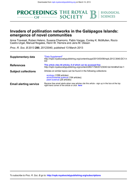 Emergence of Novel Communities Invaders of Pollination Networks In