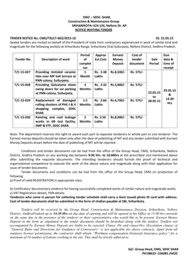 SDSC–SHAR, Construction & Maintenance Group SRIHARIKOTA