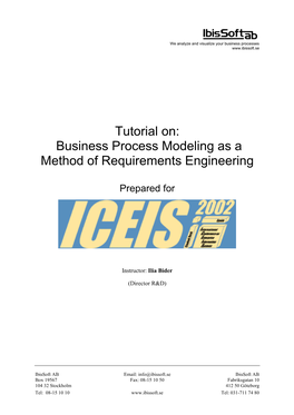 Business Process Modeling As a Method of Requirements Engineering