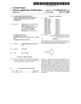 (12) Patent Application Publication (10) Pub. No.: US 2008/0261947 A1 Seko Et Al