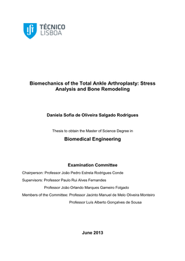 Biomechanics of the Total Ankle Arthroplasty: Stress Analysis and Bone Remodeling Biomedical Engineering